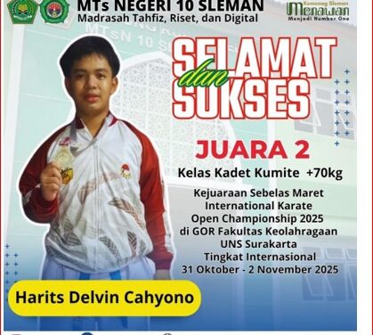 Karateka MTsN 10 Sleman Berlaga di Kejuaraan Internasional Karate UNS 2025