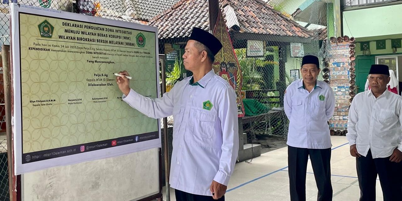 Wujudkan WBK dan WBBM, MTsN 10 Sleman  Deklarasikan  Pakta  Integritas