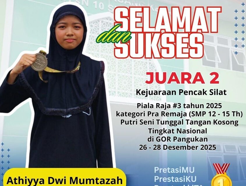Athiyya Dwi Mumtazah, Siswi MTsN 10 Sleman  Juara Silat Piala Raja