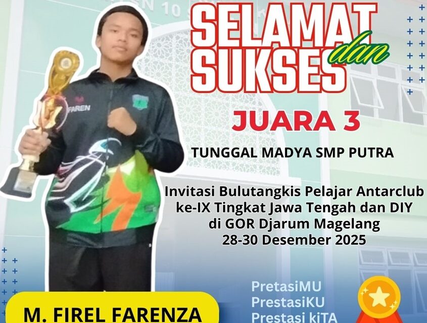  Firel Farenza, Atlet MTsN 10 Sleman Buktikan Prestasi Cabang  Bulu Tangkis