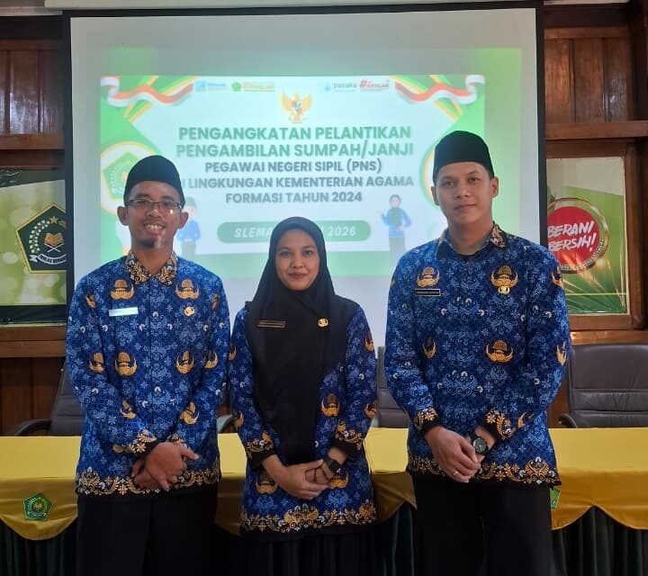 Resmi Sandang Status PNS, Tiga Guru MTsN 10 Sleman Siap Terapkan Prinsip Istiqomah Kementerian  Agama.