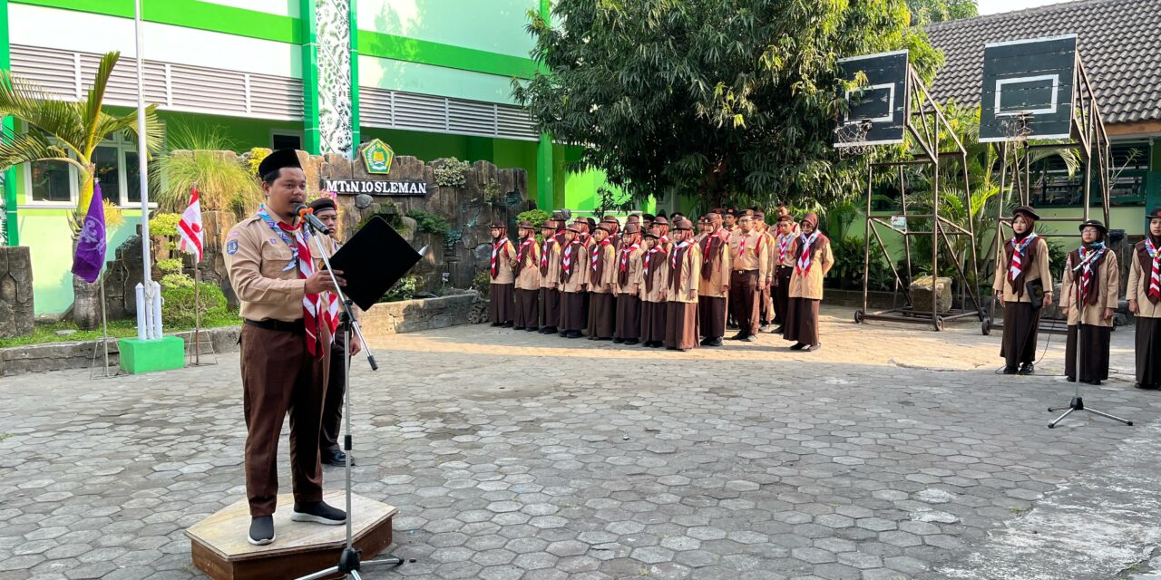 Hari Pramuka MTsN 10 Sleman Mantapkan Langkah Menuju Indonesia Emas 2045